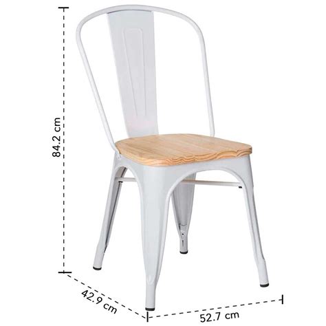 Novahus Pack Sillas Tolix Vintage Asiento Madera Blanco