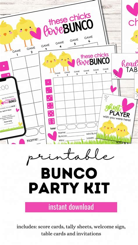 Spring Bunco Game Score Sheets April Bunco Printable Score Cards Bunco Chicks Bunco Table