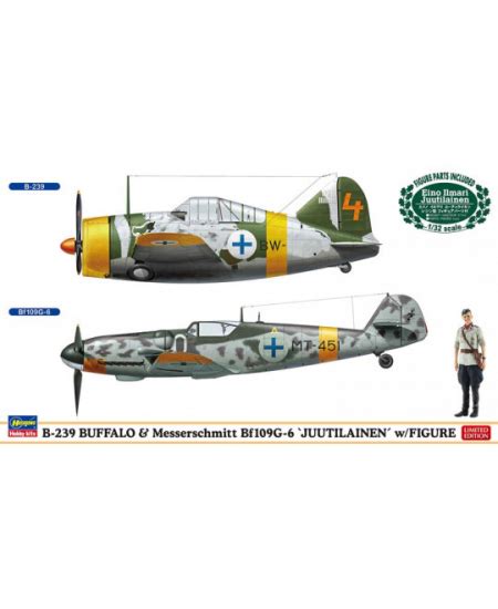 Kit Modello Hasegawa Plastic Aircraft Models B 239 Buffalo And BF109G 6