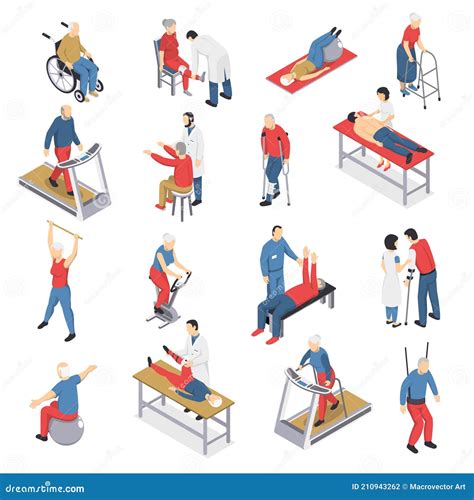 Physiotherapy Isometric Flowchart Cartoon Vector