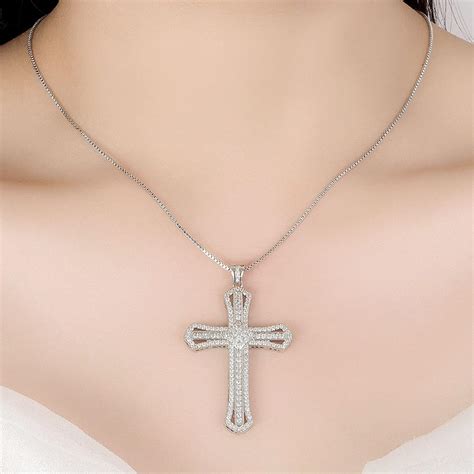 Wendalern Cubic Zirconia Cross Necklace Classic Cz Crucifix Cross