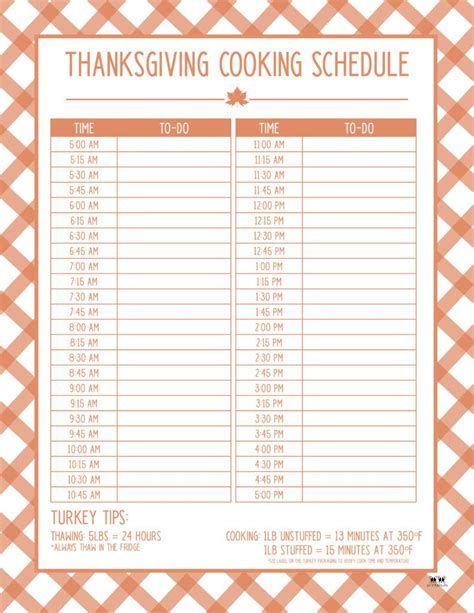 Thanksgiving Cooking Schedules Free Printables Artofit