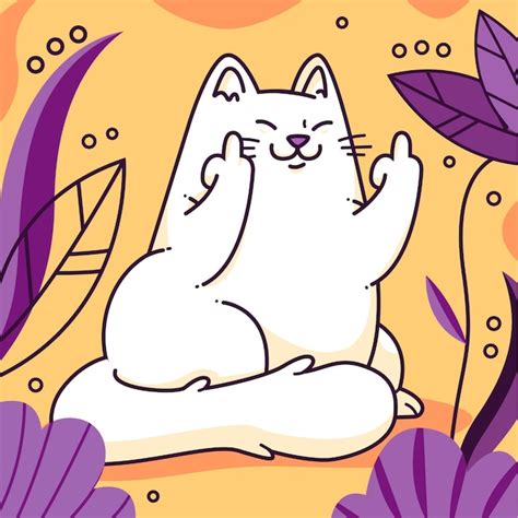 Premium Vector Hand Drawn Cat Showing Fuck You Symbol