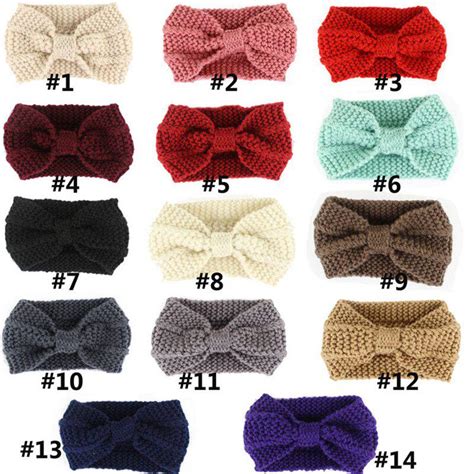 1 Pc Women Crochet Bow Knot Turban Knitted Head Wrap Hairband Winter