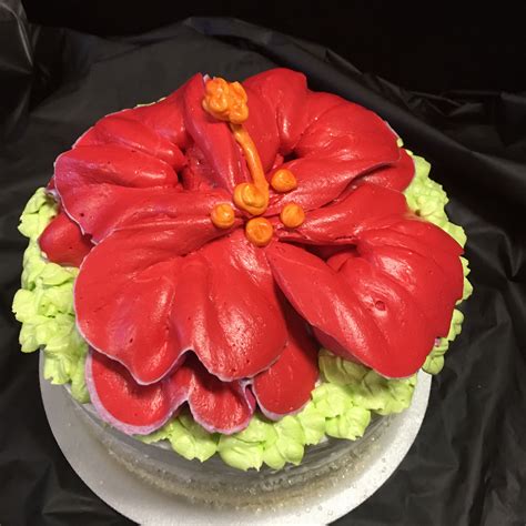 Beautiful Hibiscus Flower Layer Cake