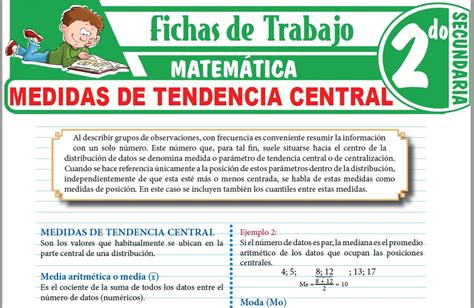 Medidas De Tendencia Central Para Segundo De Secundaria Fichas