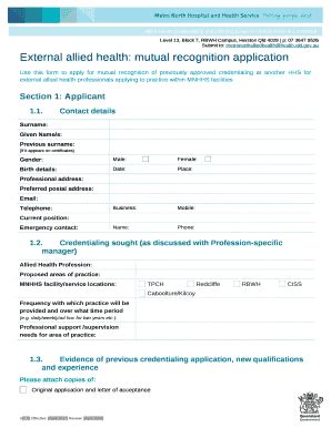 Mutual Recognition Application For Credentialing External Allied