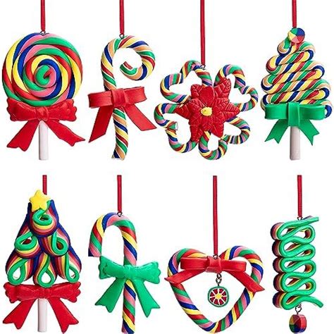 60 Pieces Christmas Peppermint Candy Hanging Ornaments Wood Christmas Tree Ornaments