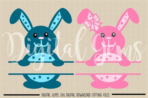 Split Easter Bunny Svg Dxf Eps Png Files By Digital Gems