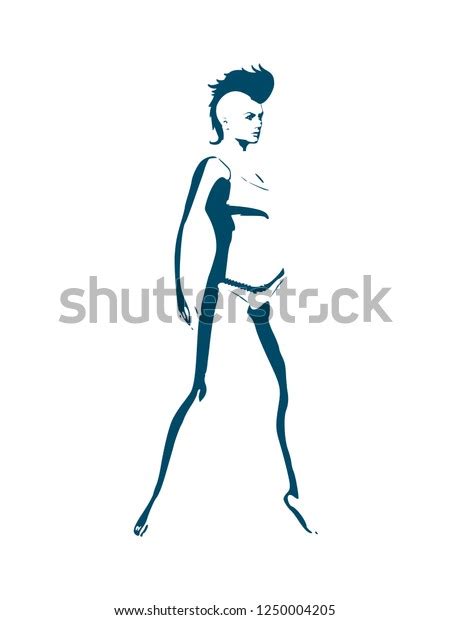 Sexy Woman Silhouette Wearing Lingerie Mohawk Stock Illustration Shutterstock