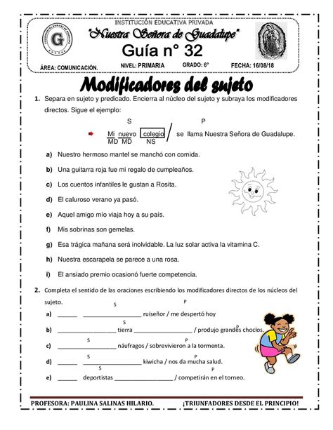 Modificadores Del Sujeto To Oraciones Bimembres Y Unimembres