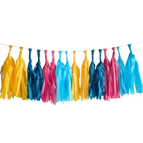 Blue And Pink Tissue Tassel Garland Kit Cabana The Flair Exchange