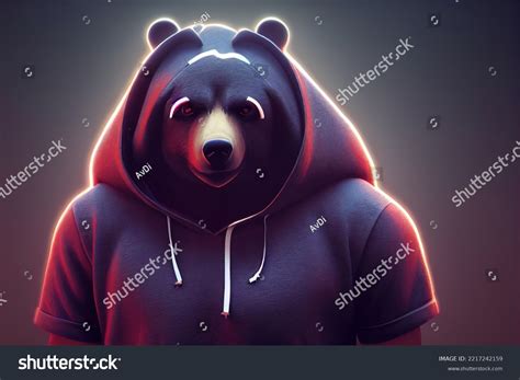 Anime Bear Tshirt Headphones 3d Illustration Stock Illustration