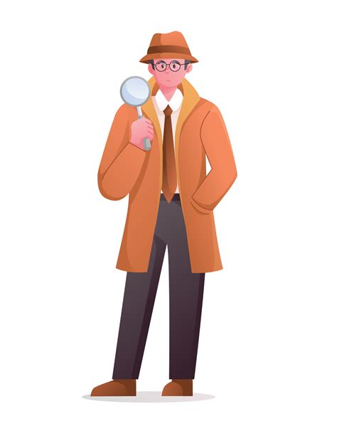 Detective With Magnifying Glass Illustration 22123530 PNG