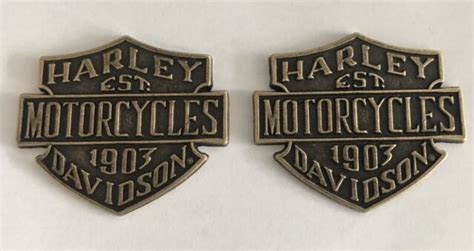 Rare Set Brass 1903 Harley Davidson Motorcycles Emblems Medallions Tank Body Ebay