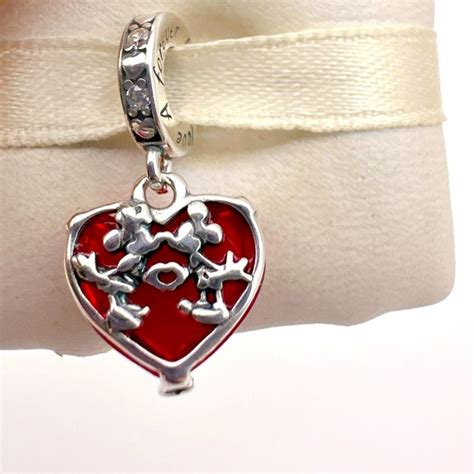 Pandora Jewelry Disney Mickey Minnie Mouse Kiss Red Murano Glass