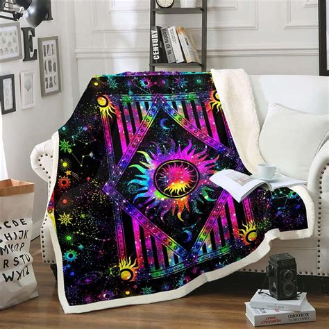 Erosebridal Sun Tie Dye Blanket Throw Size Cosmic Moon Sun