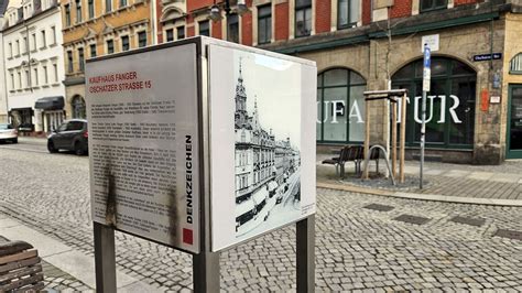 Gedenktafel zum Kaufhaus Fanger beschädigt Pieschen Aktuell