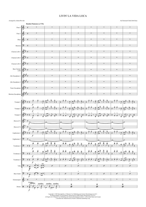 Livin La Vida Loca Arr Adrian Horvath Sheet Music Ricky Martin