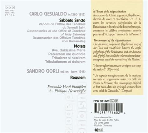 Ensemble Vocal Europeen Sabbato Sancto Cd Ensemble Vocal Europeen