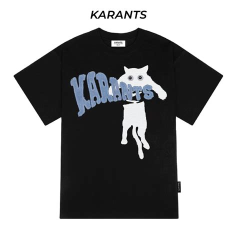 Áo Thun Đắp Vải Jeans Karants Mèo Con Local Brand Form Oversize Streetwear Hot Trend KR