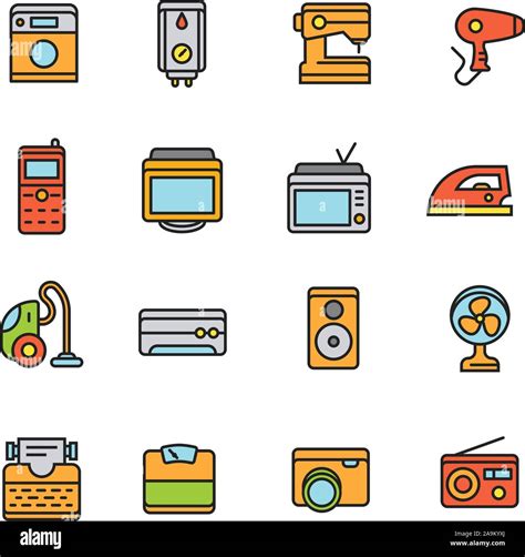 Paforo Icon Set Clean And Simple Home Appliance Icons Set Stock Vector