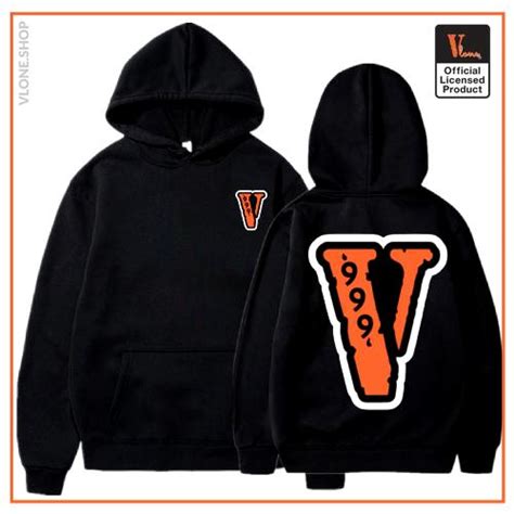 Juice Wrld Hoodies Juice Wrld 999 X Vlone Big V Black Pullover Hoodie