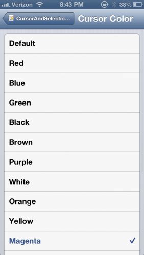 How to alter your iPhone's cursor and selection colors