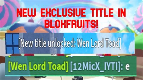 New Exclusive Title Unlocked Wen Lord Toad Title Bloxfruits Youtube