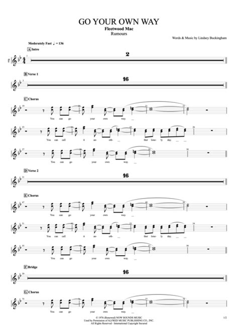 Go Your Own Way Tab By Fleetwood Mac Guitar Pro Full Score Mysongbook