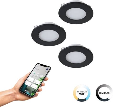 Eglo Connect Z Fueva Z Smart Inbouwlamp Cm Zwart Wit Set