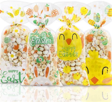 Happy Easter Cellophane Treat Bags With Twist Ties50 Pcs