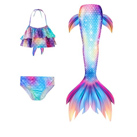 Baby Girl Swimsuit Halter Girls One Piece Swimsuits Bikini Fish Tail Set Bathing Suits Summer