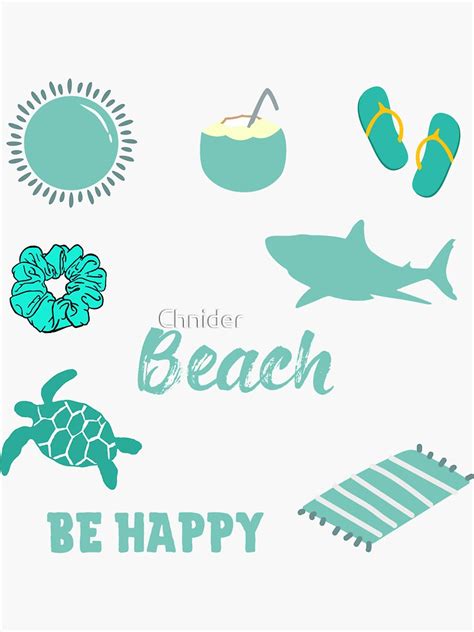 Teal Summer Beach Fun Sticker Pack Sticker For Sale By Chnider