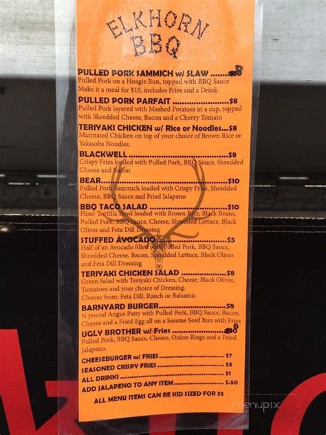 Menu Of Elkhorn Bbq In Coos Bay Or 97420