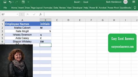 Get The Initials From A List Of Names In Excel Page Layout Names Excel