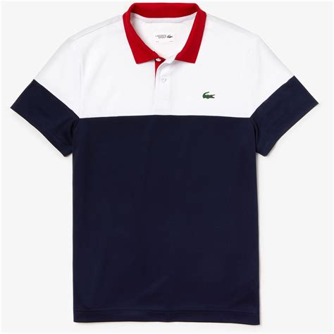 Lacoste Mens Technical Polo Shirt White Navy Blue Red Tennisnuts