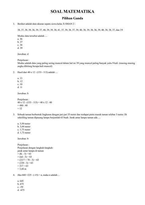 Solution Contoh Soal Matematika Kelas 6 Sd Studypool