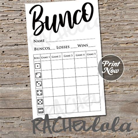 Bunco Score Card Score Sheet Bunko Party Scorecard Summer Etsy