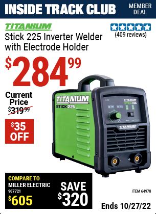 TITANIUM Stick 225 Inverter Welder with Electrode Holder for $284.99 – Harbor Freight Coupons