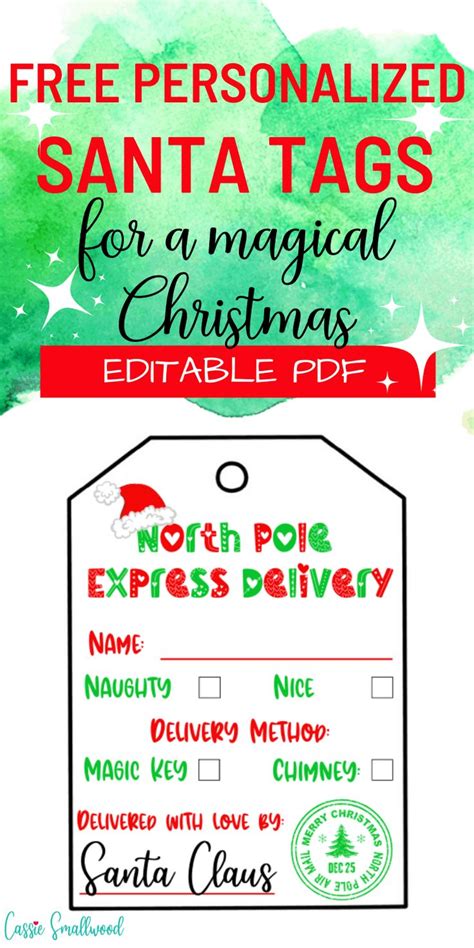 A Christmas Gift Tag With The Text Free Personalized Santa Tags For A