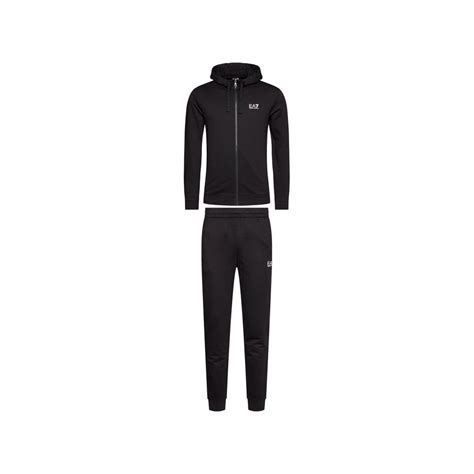 Emporio Armani Ea7 Hooded Zip Up Basic Cotton Black Tracksuit Clothing From N22 Menswear Uk