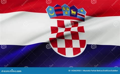 Bandera De Croacia Que Agita En La Animaci N De La C Mara Lenta Del