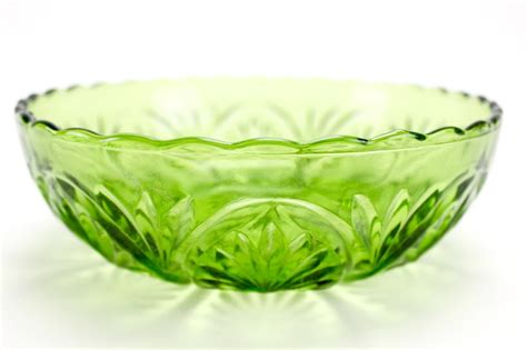 Vintage Anchor Hocking Green Glass Bowl Pressed Glass Bowl Etsy