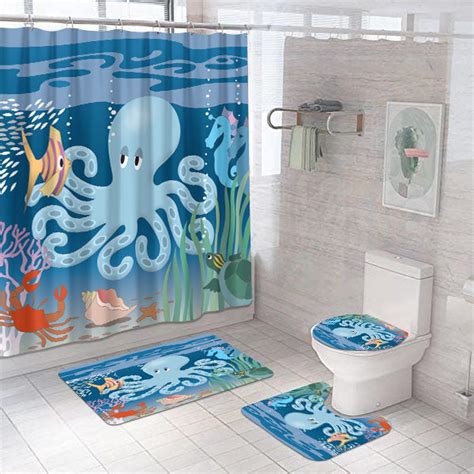 Octopus Bathroom Decor / Octopus Bloom Shower Curtain Teal Deny Designs ...