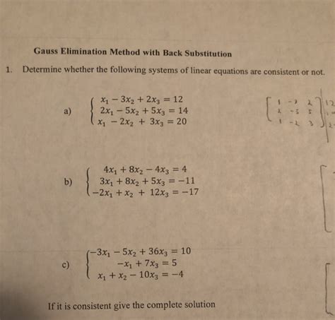 Solved Gauss Elimination Method With Back Substitution