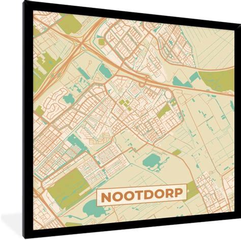 Fotolijst Incl Poster Nootdorp Kaart Plattegrond Vintage