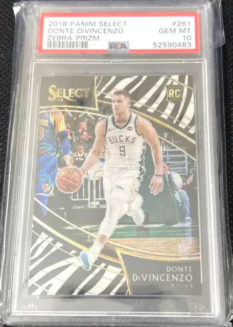 2018 19 PANINI SELECT Courtside Zebra Donte DiVincenzo Recrue RC PSA 10