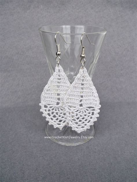 Crochet Earrings Pattern Drop Earrings Romantic Wedding Etsy