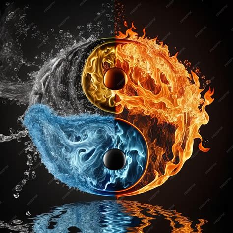 Premium Photo Yin And Yang Made Of Fire And Water Symbol Of Harmony